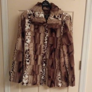 DENNIS BASSO FAUX FUR JACKET SIZE LARGE
